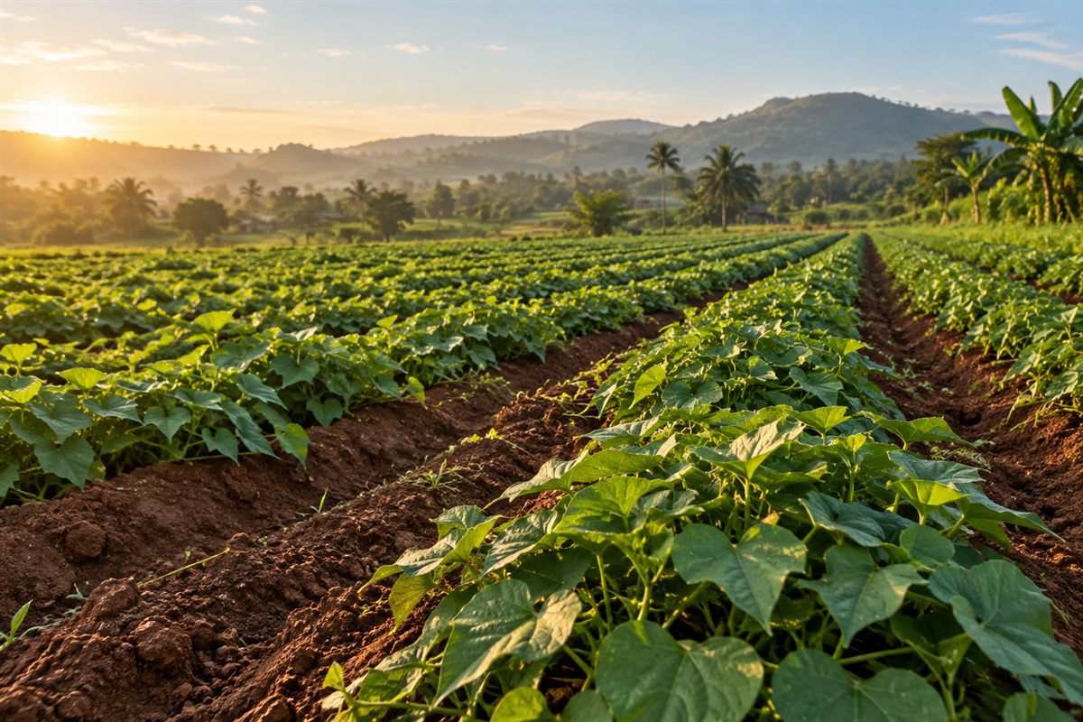 Sweet potato field block at Havillah Farms in Ghana's Eastern Region